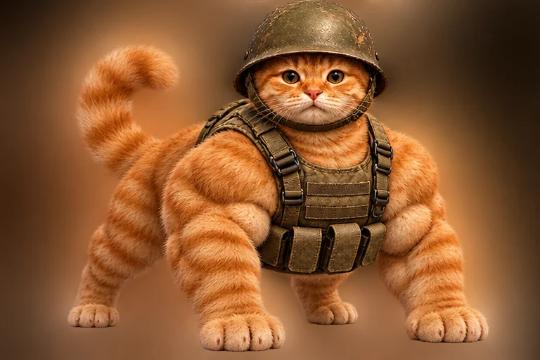 Very muscular Trenchcat in a vest